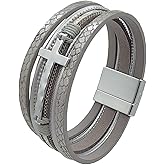 CARICY Leather Wrap Bracelets Cross Bracelets Trendy Layered Bracelet for Women Stackable Bracelet Jewelry Birthday Christmas