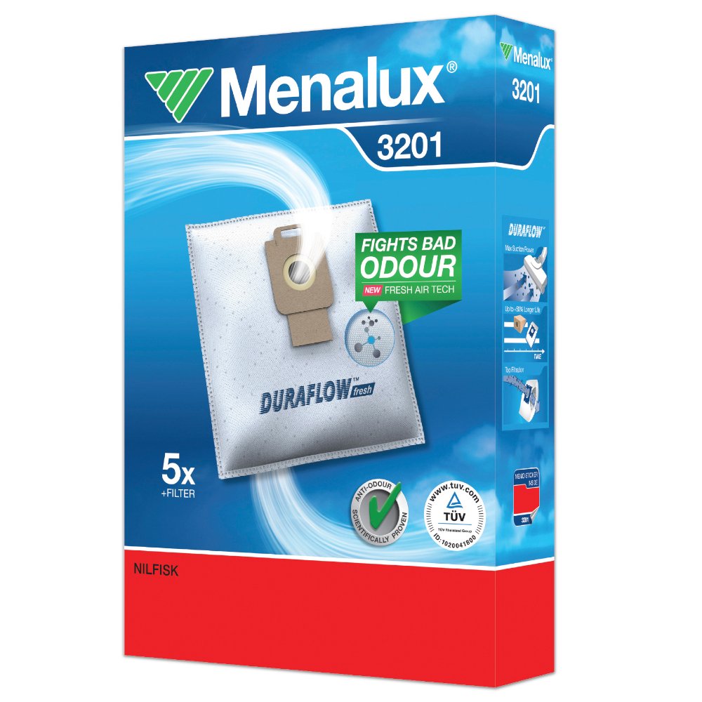 Menalux Duraflow 3201 5x Vacuum Cleaner Bags for Nilfisk
