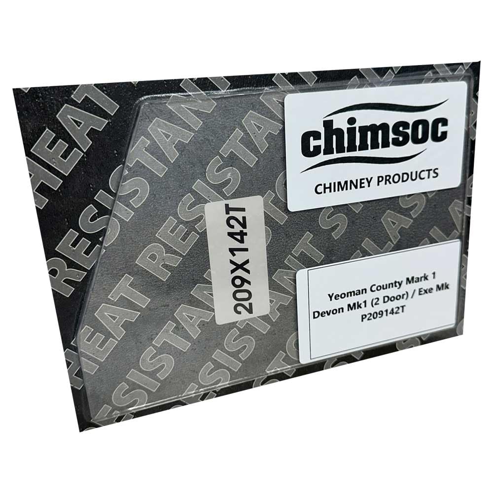 Chimsoc Replacement Stove Glass - Yeoman County Mk 1 / Devon Mk 1 (2 Door) / Exe Mk 1 (209mm x 142mm Cut Corner)