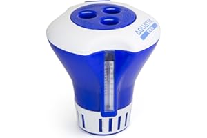Aquatix Pro Pool Chlorine Floater Dispenser with Thermometer for 1 to 3 inch Tablets, Large & Durable Floating Dispenser for Spa, Hot Tub, In-ground & Above Ground Pools, Adjustable Flow Rate