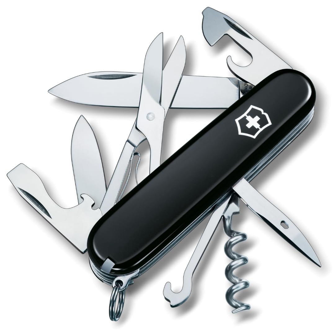 Victorinox Climber Swiss Army Knife, Medium, Multi Tool, 14 Functions, Blade, Bottle Opener, Black