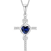 Lwsary Infinity Cross Necklace 925 Sterling Silver Crucifix Christian Religious Pendant Birthstone Jewelry Gifts for Women