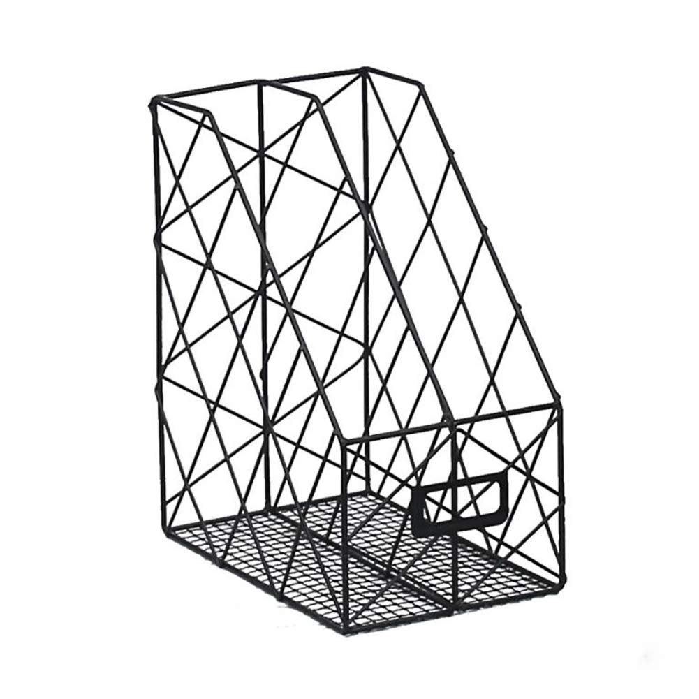 Fambasis Magazine File Holder Storage Metal Grids Basket Hanging Shelf Folder Newspaper Mail Document Desktop Organiser, Home and Office Space Saving Design (Black) (Black)