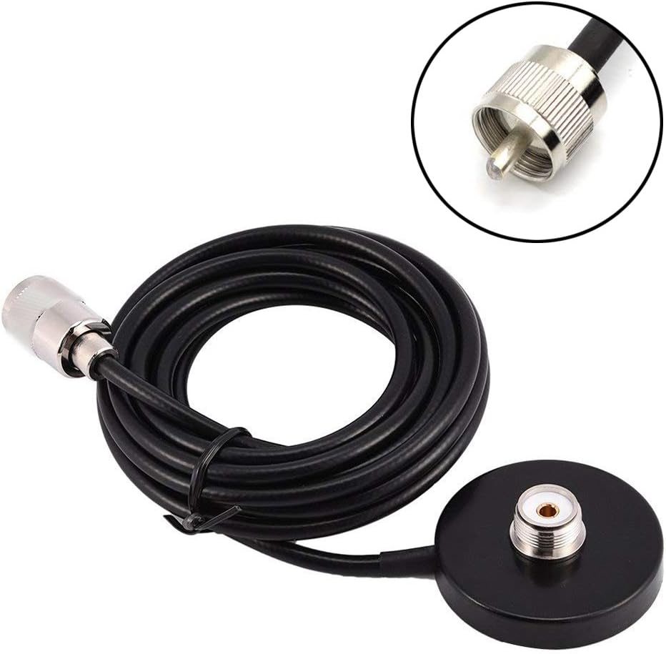 TengKo SO239 Mount Magnetic Base UHF PL-259 Antenna Cable Roof or Trunk for Mobile Radios PL259 Connector for Yaesu Kenwood Vertex Icom Mobile Radios