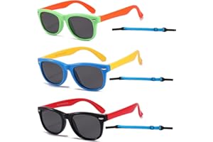 3 Pack Kids Polarized Sunglasses For Girls Boys, Toddler Sunglasses Flexible TPEE Rubber Frame for Children Age 3-8