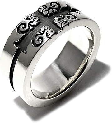 Amazon クロス メンズ シンプル シルバーリング シルバー925 クロスラインリング 17 ジュエリー 通販