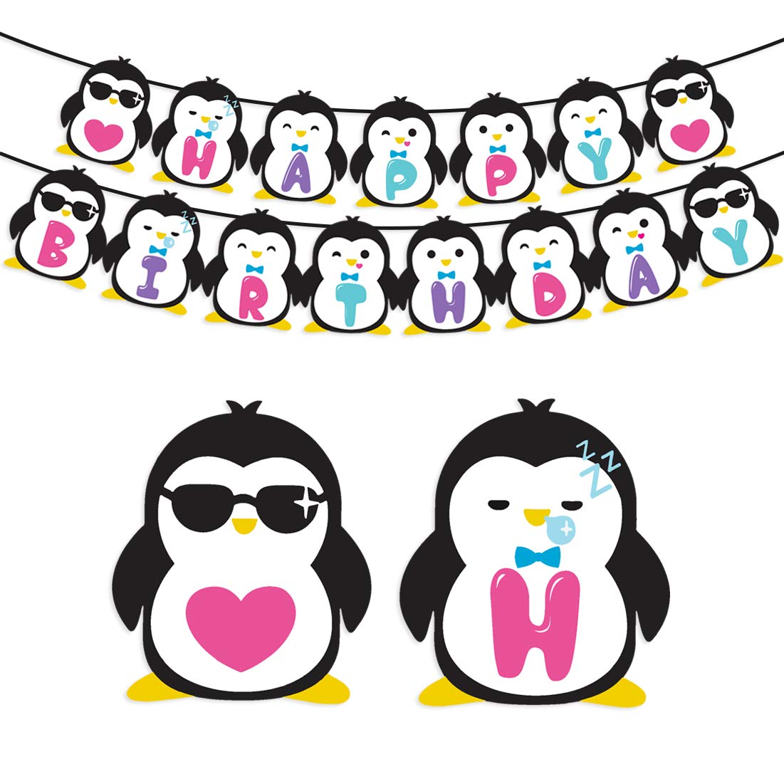 Penguin Birthday Party Supplies - Penguin Happy Birthday Banner for Party Decorations
