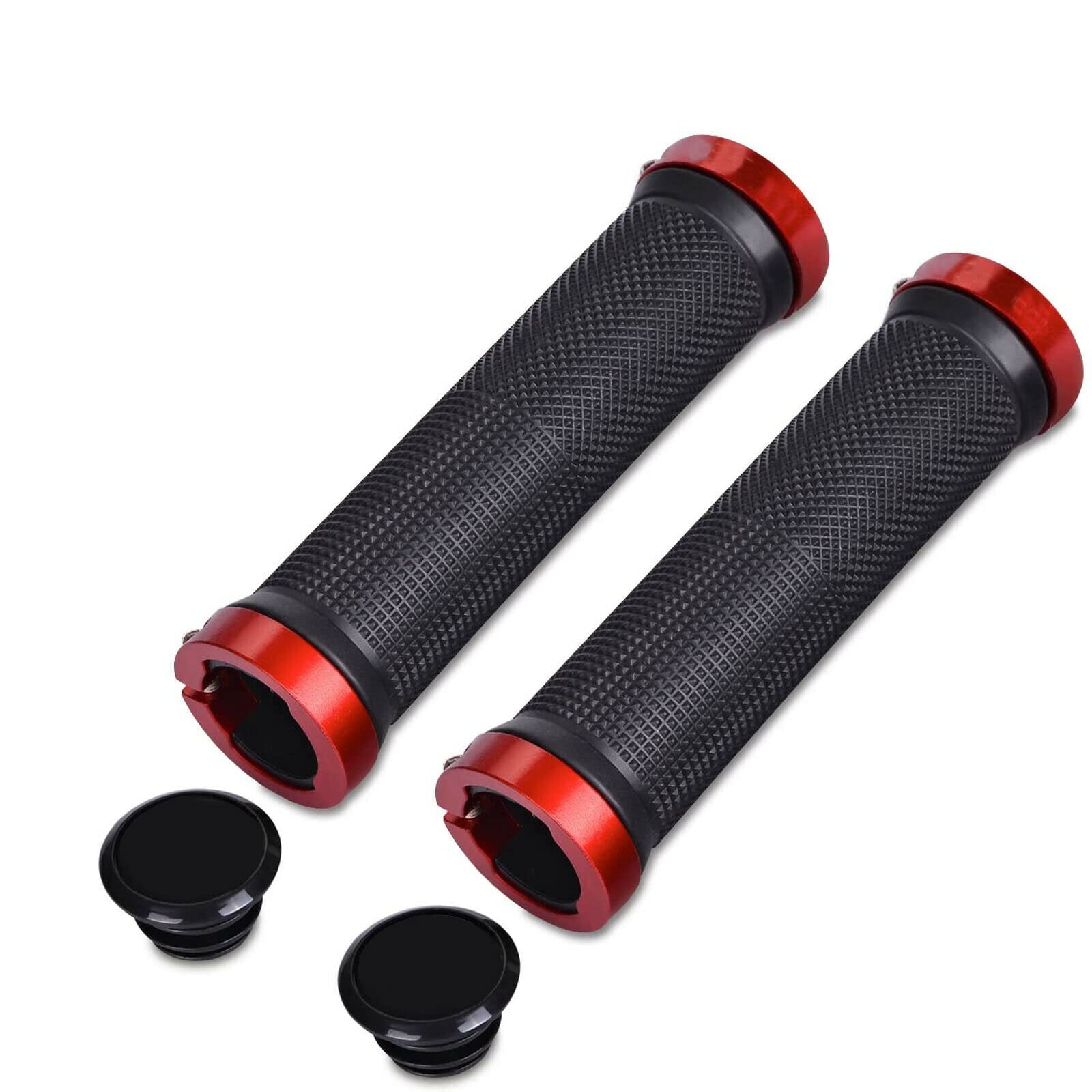 2x Universal 22mm Soft Rubber Bicycle Handlebar Grips with Double Lock Aluminum Screws | Anti-Slip Bicycle Handle Grips | handlebar Grips for BMX, MTB, Urban Bike and Road Bike | Flat Handlebar Grips.