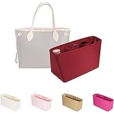 Tote Bag Insert Organizer, Satin & Portable with Pockets for Storage, Large Tote Insert Ideal for Travel, Shopping, and Daily Use, Fits LV Neverfull MM (MM, Ruby)