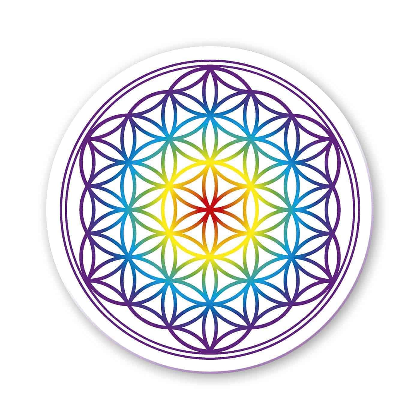 Coasters for Cups Table Bar Glass Set of 4 Flower of Life Mandala Colourful Diameter 95 mm