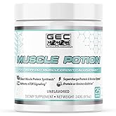GEC Muscle Potion Creatine Monohydrate Powder (25 Servings) – Post Workout Muscle Growth Supplement with 5000mg Creatine, 2500mg L-Leucine & 2000mg Velositol – Unflavored, Muscle Recovery & Strength