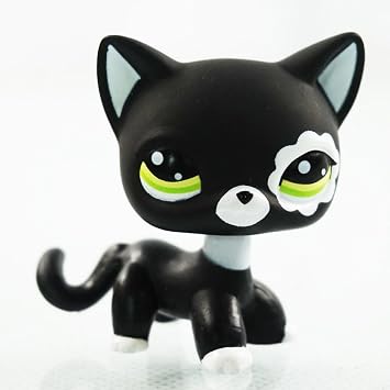 Pet Toy Store Mignon Pet Figure Jouet Rare Chat Noir Yeux Verts Fleur Patch Enfants Jouet Pet Shop Lps