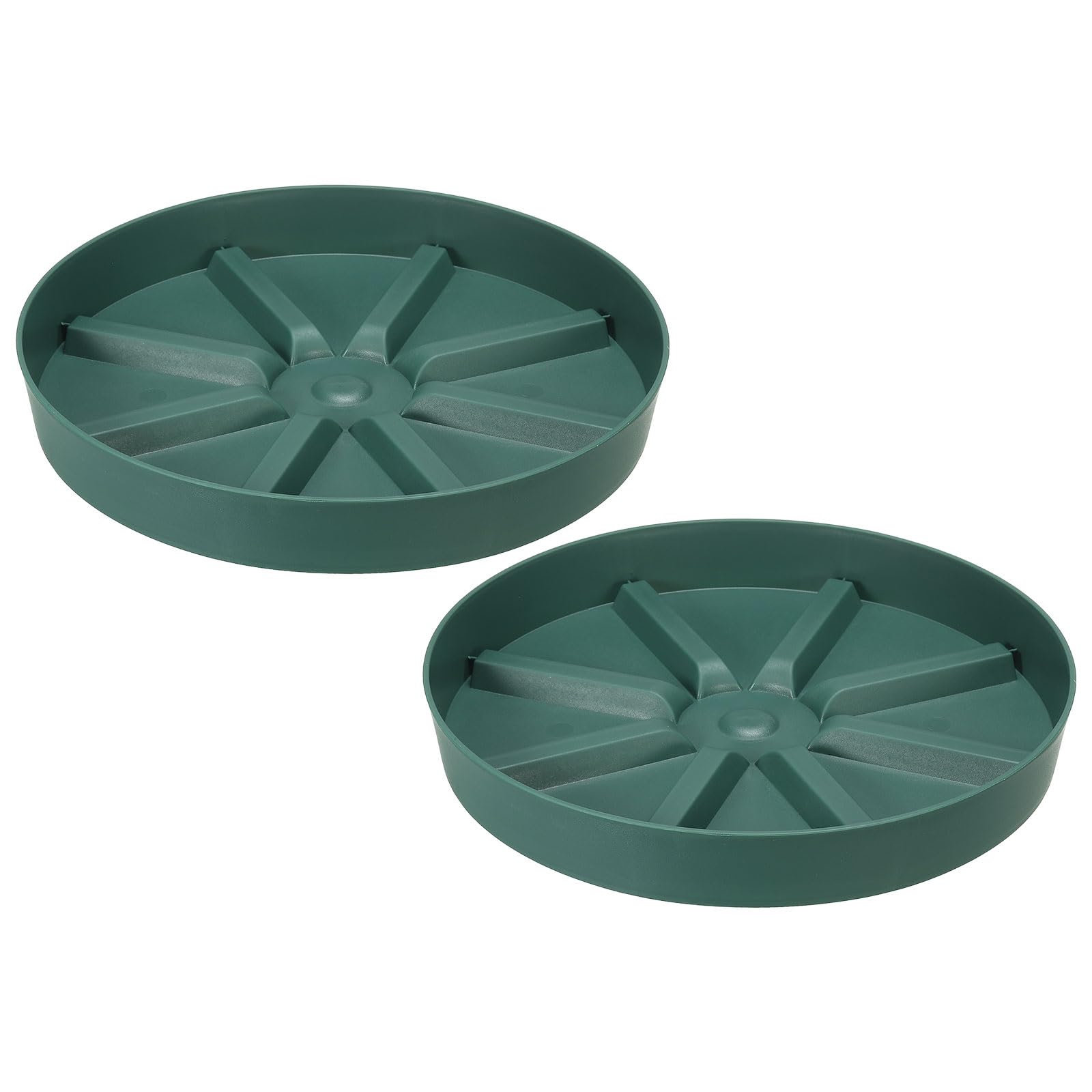 PATIKIL 10.5 Inch Plant Saucers Tray, 2Pcs Durable Plastic Round Flower Pot Drip Tray Thicker Anti-Rot Root for Indoors Outdoors Home Garden, Green