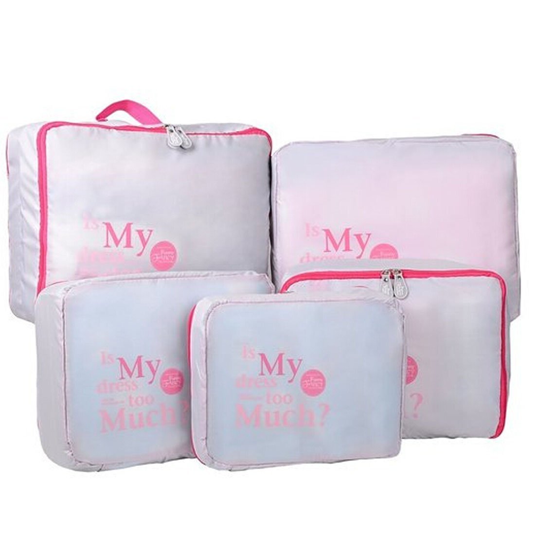 LerBen® 5pcs Travel Essential Bag-in-Bag Travel Luggage Organizer Storage Handle Bag Pouch Set Gray