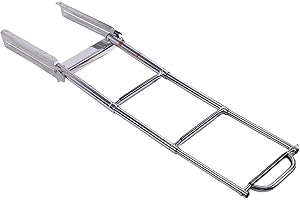 Luocute 3 Step Boat Ladder, 316 Stainless Steel Telescoping Under Platform Slide Mount Marine Ladder with Anti Slip Plastic T