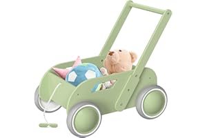 2025 HOMEKOL Wooden Baby Walker,Baby Push Walker, Adjustable Speed Baby Walker for Boys and Girls, Baby Activity Center, Gift for Birthday, Christmas and New Year Nature Green
