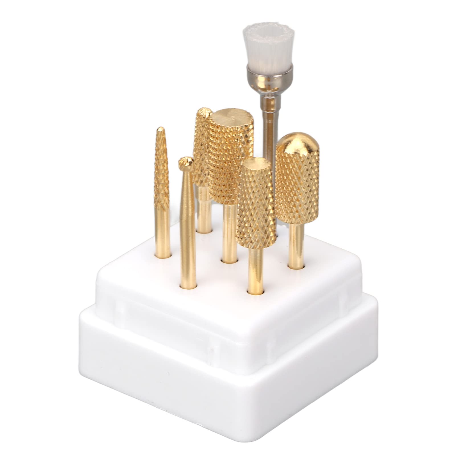 Nail Drill Bits Set, 7 Pcs Electric Nail Drill Bits Kit with Transparent Storage Box, Nail Drill Grinding Bit Holder Box Manicure Nail File Bit Displayer Organizer Display Holder