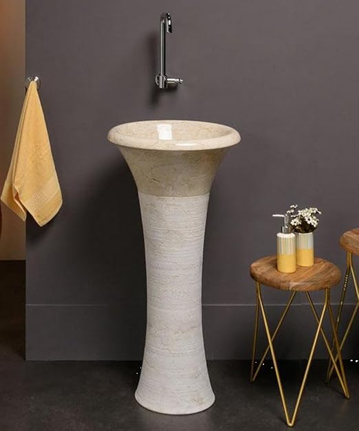 Wohnfreuden Marmor Stand Waschbecken Tulip Pedestal 45 X 90 Cm Gross Rund Creme Gehammert Naturstein Waschplatz Handwaschbecken Steinwaschschale Naturstein Aufsatzwaschbecken Fur Ihr Bad Inkl Techn Zeichnung Schnell Versandkostenfrei