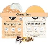 The Earthling Co. Shampoo & Conditioner Bar Set - Promote Hair Growth, Strengthen & Volumize All Types - Paraben & Sulfate Free Formula With Natural Ingredients for Dry Hair (Citrus Sun)