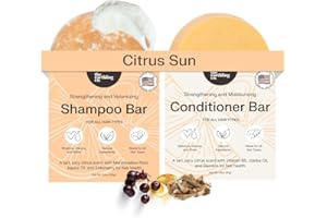 The Earthling Co. Shampoo & Conditioner Bar Set - Promote Hair Growth, Strengthen & Volumize All Types - Paraben & Sulfate Free Formula With Natural Ingredients for Dry Hair (Citrus Sun)