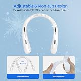 Jsdoin Portable Neck Fan 5 Speeds USB Rechargeable 360° Airflow White view 3