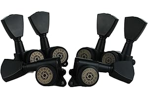 Eddaray Guitar Locking Tuners (3R + 3L) - 1:18 Gear Ratio Lock String Tuning Key Pegs Machine Heads with Tulip Shaped Knob Replacement Guitar Accessories (E-104SP, Black)