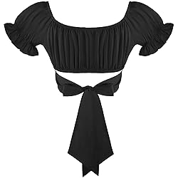 COOUFE Women's Crop Tops Ruffle Short Sleeve Tie