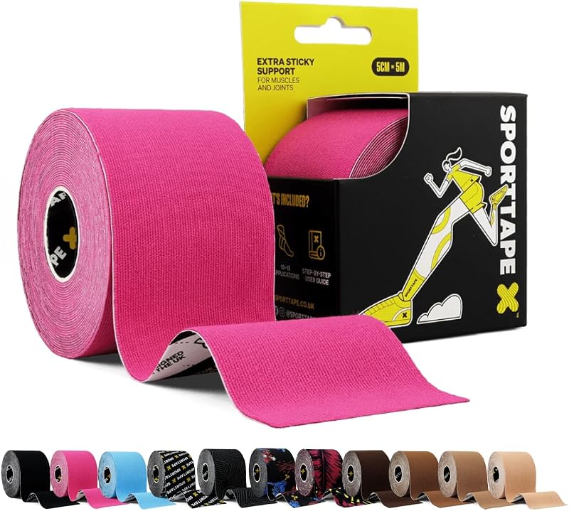 SPORTTAPE Kinesiology Tape 5cm x 5m Pink Waterproof Hypoallergenic