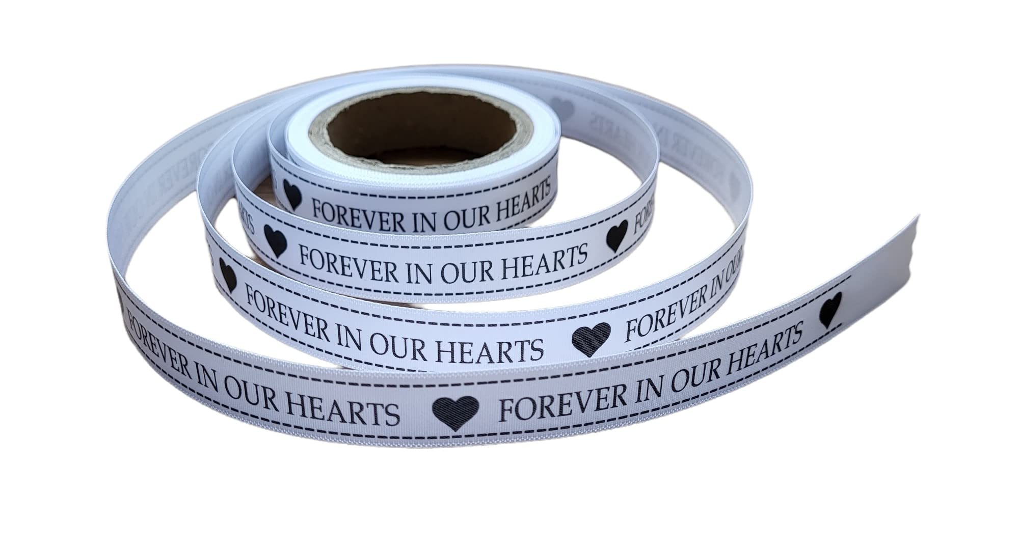 Forever in Our Hearts Sympathy Ribbon 15mm x 5 Metres