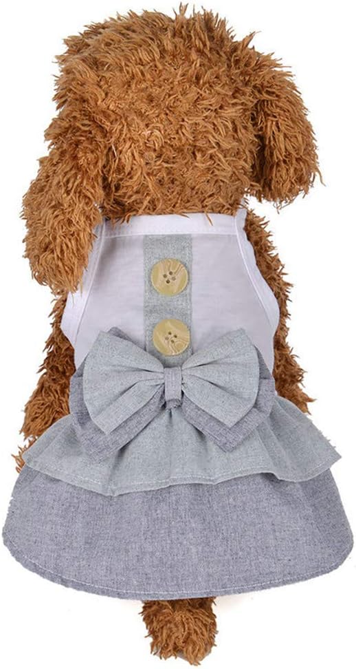JINYEXUAN Small Dog Bow Dress Cute Puppy Pet Cotton Skirt Clothes for Summer