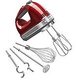 KitchenAid 9-Speed Digital Hand Mixer with Turbo Beater II Accessories and Pro Whisk - Candy Apple Red