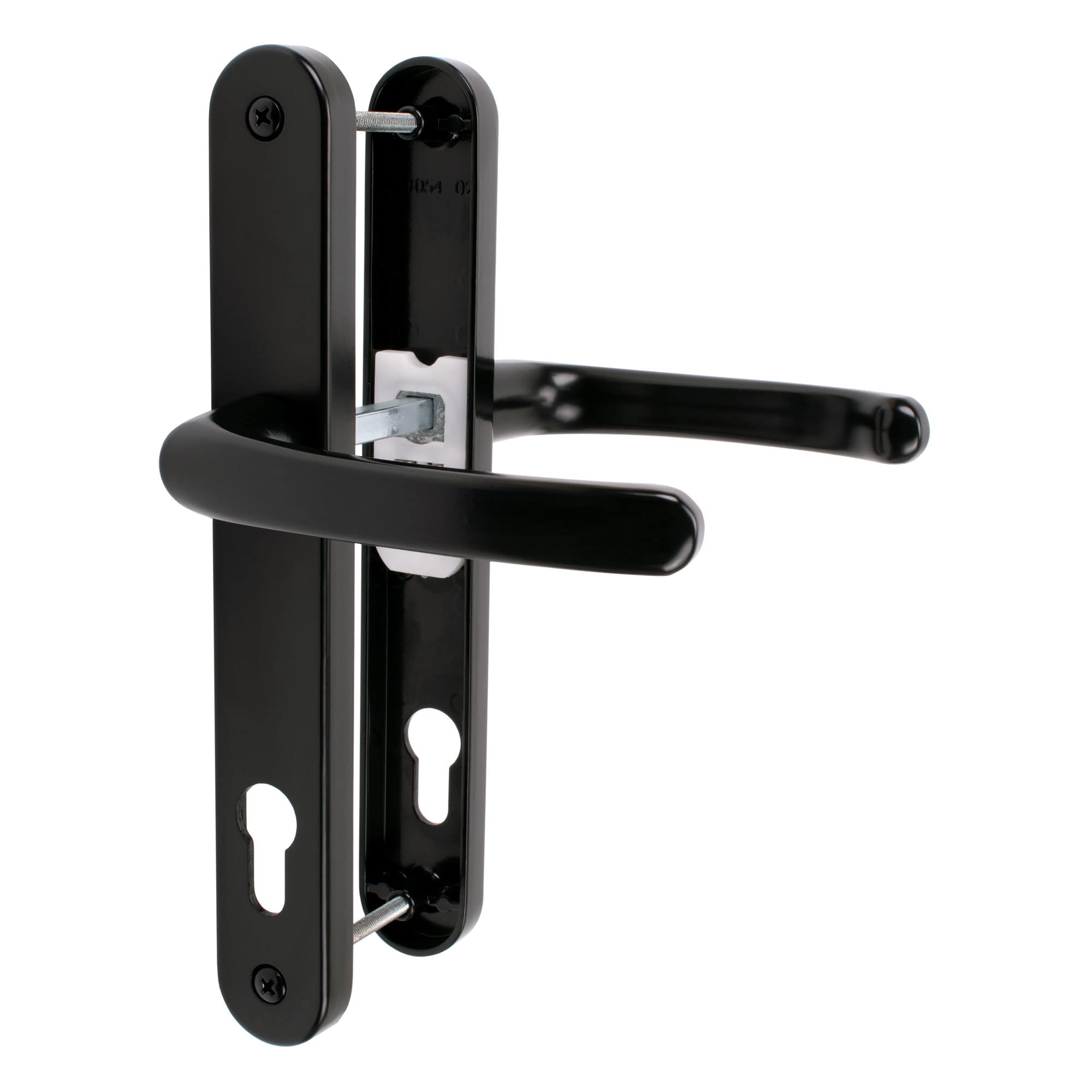 JCP PRO uPVC Door Handle Pair Set Sprung 92 PZ 92mm, Backplate 242mm x 34mm (210mm Screw Centres, Black)