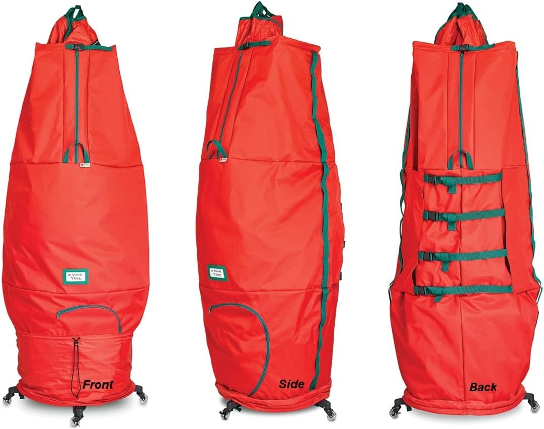 Holiday Décor Storage - HOLDN’ STORAGE Upright Christmas Tree Storage Bag WITH Rolling Tree Stand – 9ft Christmas Tree Storage Cover with Durable 600D Fabric - Heavy-Duty Tear-Free Bag