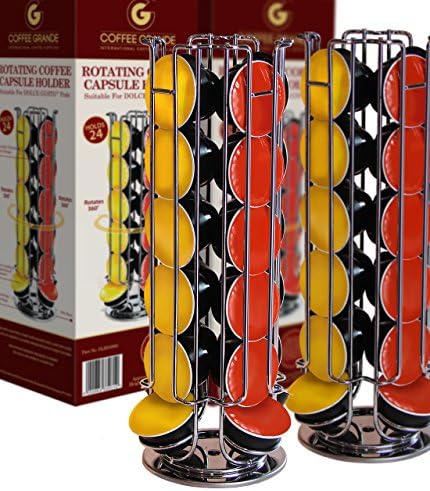 2 x Gift Display Boxed Delonghi,Krups,Nescafe Dolce Gusto Chrome Rotating 24 Pod Capsule Stand By Coffee Grande