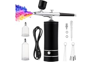 LIARTY Portable Airbrush Kit Machine with Hose, 32PSI High Pressure Rechargeable Handheld Airbrush, Professional Cordless Airbrush for Nail Art, Makeup, Barber, Painting, Cake Decor (Black)