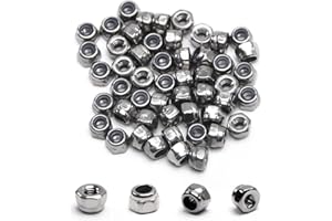 MroMax M2.5 x 0.45mm Nylon Insert Hex Lock Nuts, 304 Stainless Steel, No Surface Treatment, Pack of 50