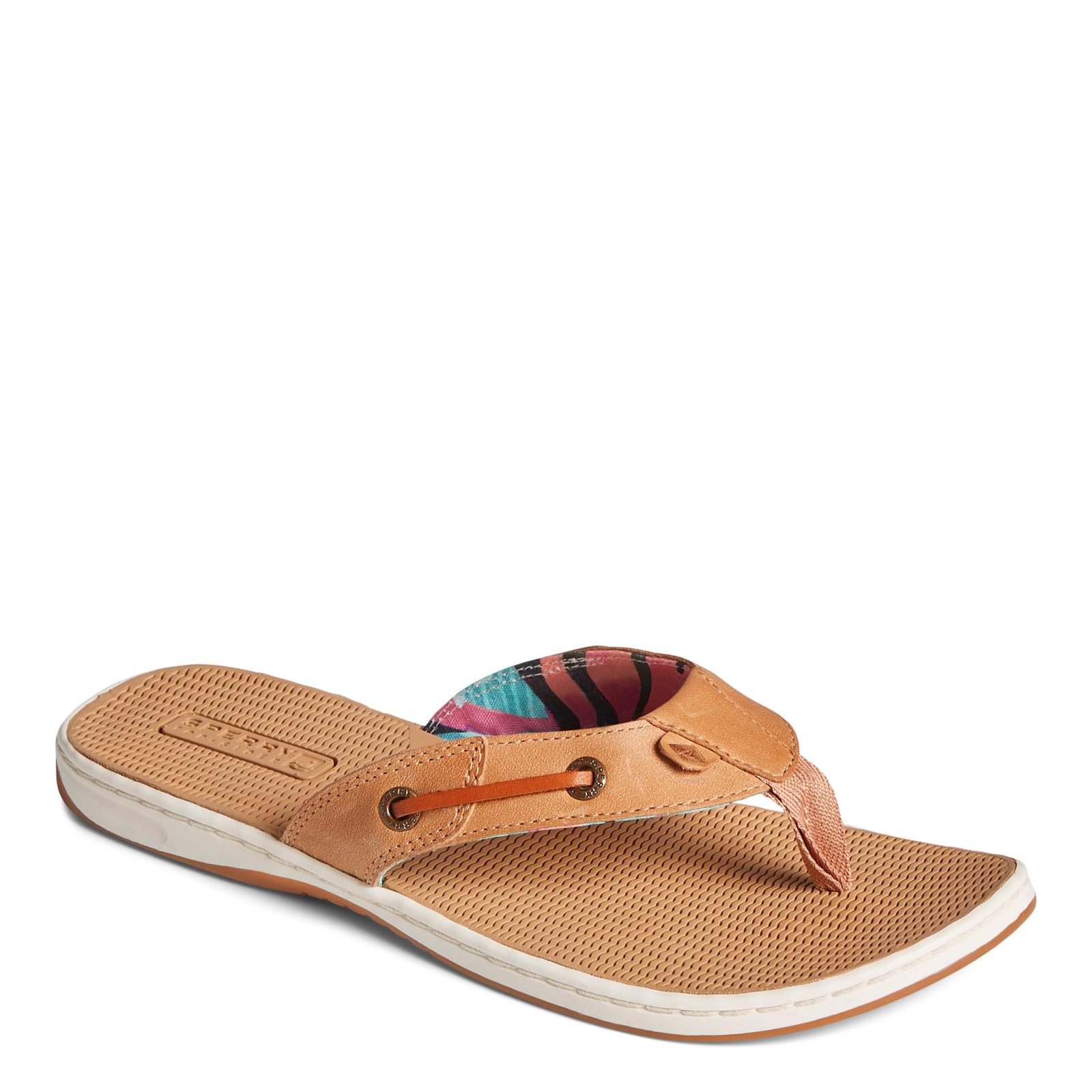 Sperry Women’s Seafish Flip-Flop, tan coral floral, 11 Medium