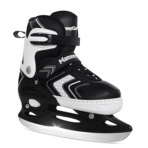 MammyGol Adjustable Kids Ice Skates - Hockey Style Blades For Boys & Girls (Pink)