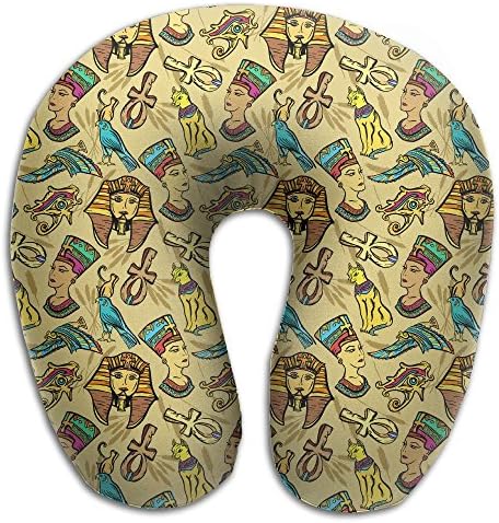 Ancient Egypt Pharaoh Nefertiti Cat Travel Pillow U Neck Pillow Sleep Portable Airplane Memory Foam Pillow Washable Cover