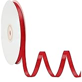 Simplegoal Double Face Red Satin Ribbon 1/4 Inch X 50 Yards Polyester Red Ribbons for Gift Wrapping Fabric Ribbon for Crafts Flower Bouquet Sewing Arts Wedding Party Decoration