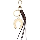 Winssigma Horseshoe Keychain Western Cowgirl Lucky Keyring with handmade knot tassel for Keys Bags Accessory