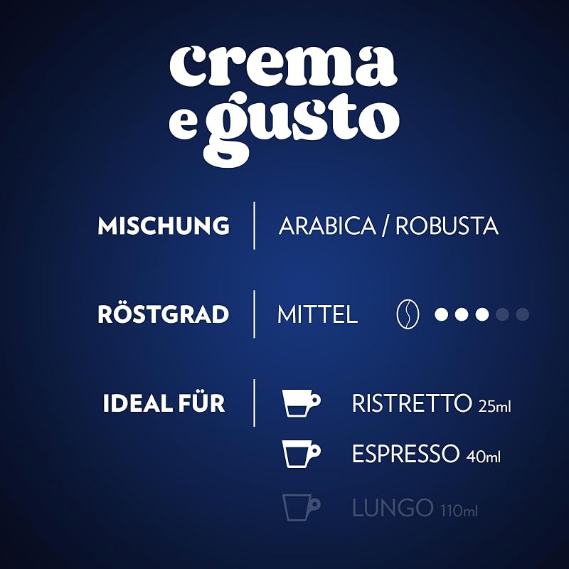 Crema e Gusto, Cremiges Espresso-Erlebnis mit Noten von Nüssen und Schokoladen-Aroma, 10x10 Kapseln, Nespresso kompatibel