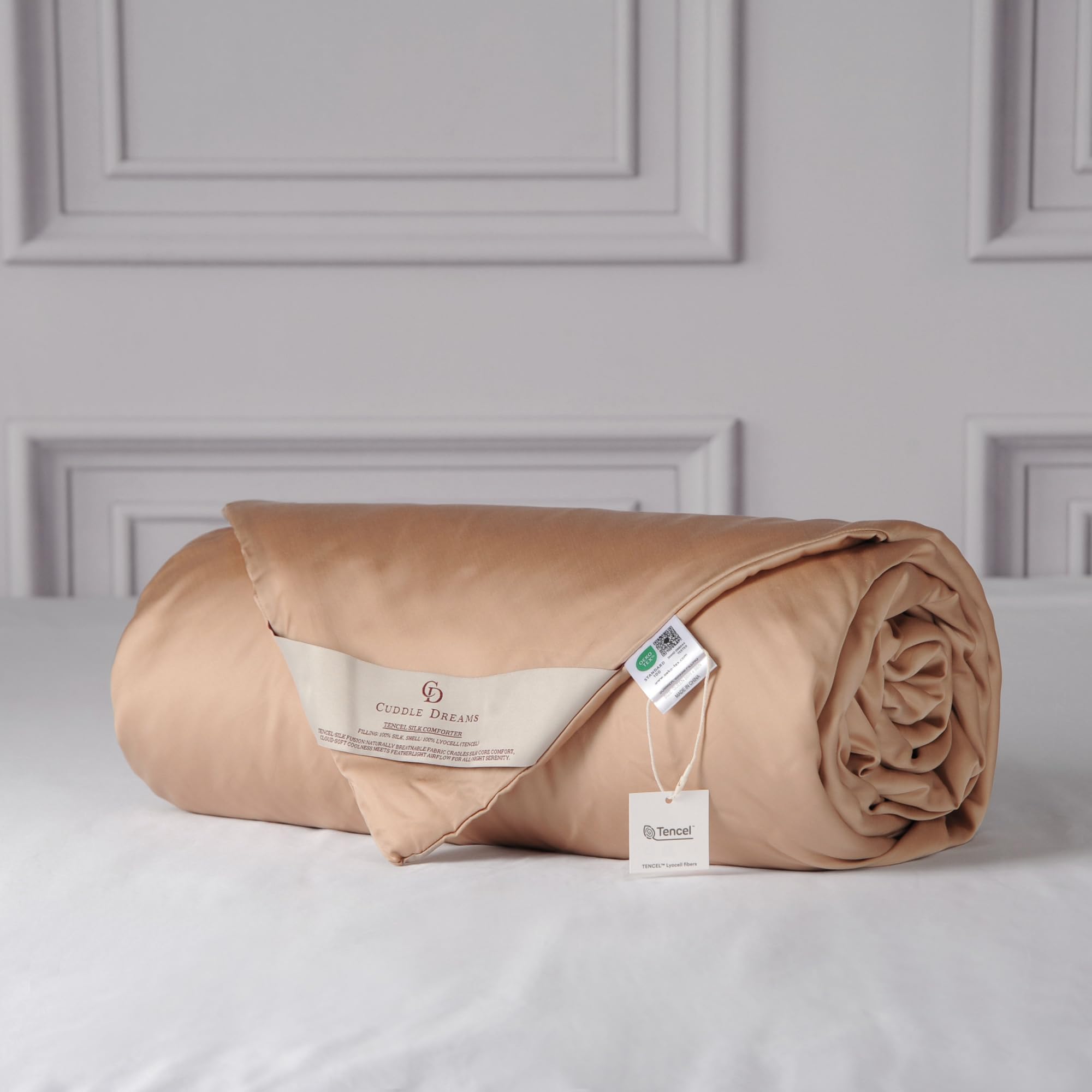 Photo 1 of CUDDLE DREAMS Lightweight Silk Filled Comforter for Summer, Detachable Tencel Duvet Cover for Easy Care, Naturally Breathable (Bronze, Twin)