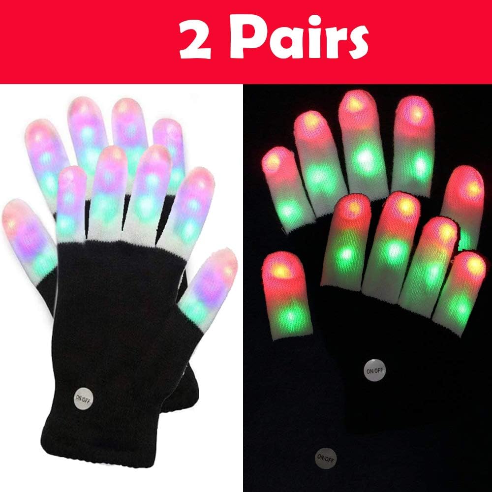 Multicolor LED Gloves Kids Light up Party Supplies for Christmas Dance Costumes, Kids Games, Light-up Party