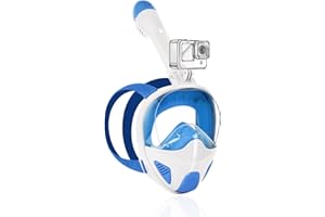 ANSUN Snorkel Mask Full Face, Snorkeling Gear for Adults with Latest Safety Breathing System and Dry Top System, 180° Panoramic View Snorkeling Mask with Silicone Anti-Fog Anti-Leak