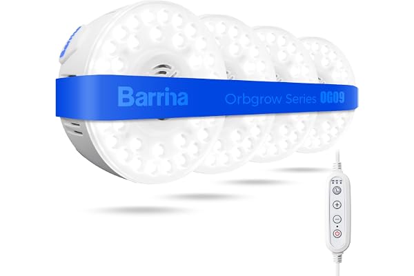 Barrina Orbgrow OG09 Puck Grow Light, 5000K 36W(4 x 9W, 540 Watt Equiv), Full Spectrum Plant Light for Indoor Plants, Magneti