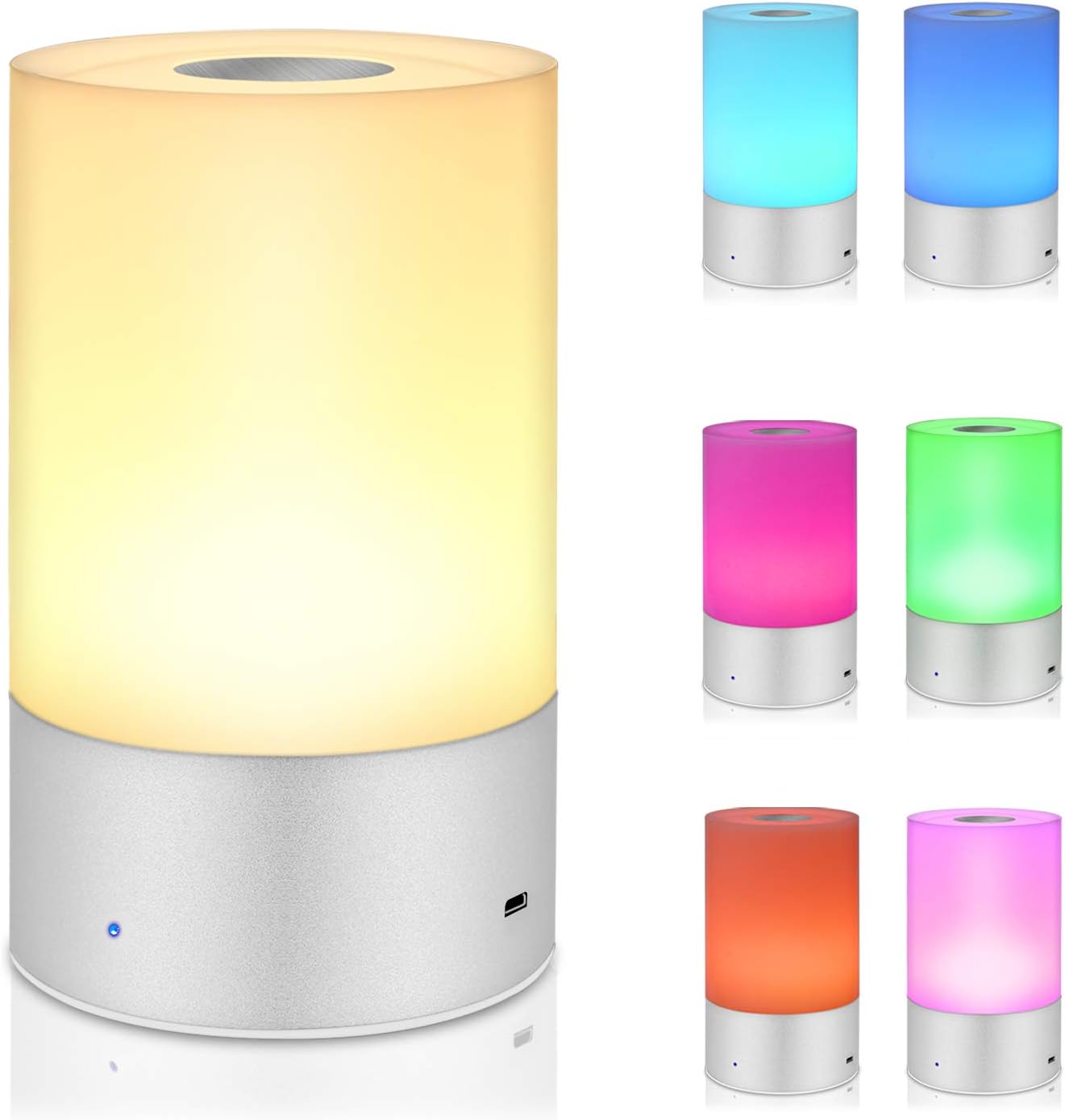 Lumi Rider Table Portable LED Touch Sensor Bedside Lamp with Dimmable Warm White Light & Color Changing RGB for Bedrooms