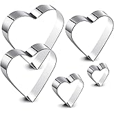 Patelai 5 Pieces Heart Shape Cookie Cutter Set Valentine Cookie Cutter Stainless Steel Heart Cutter Valentine's Day Present f