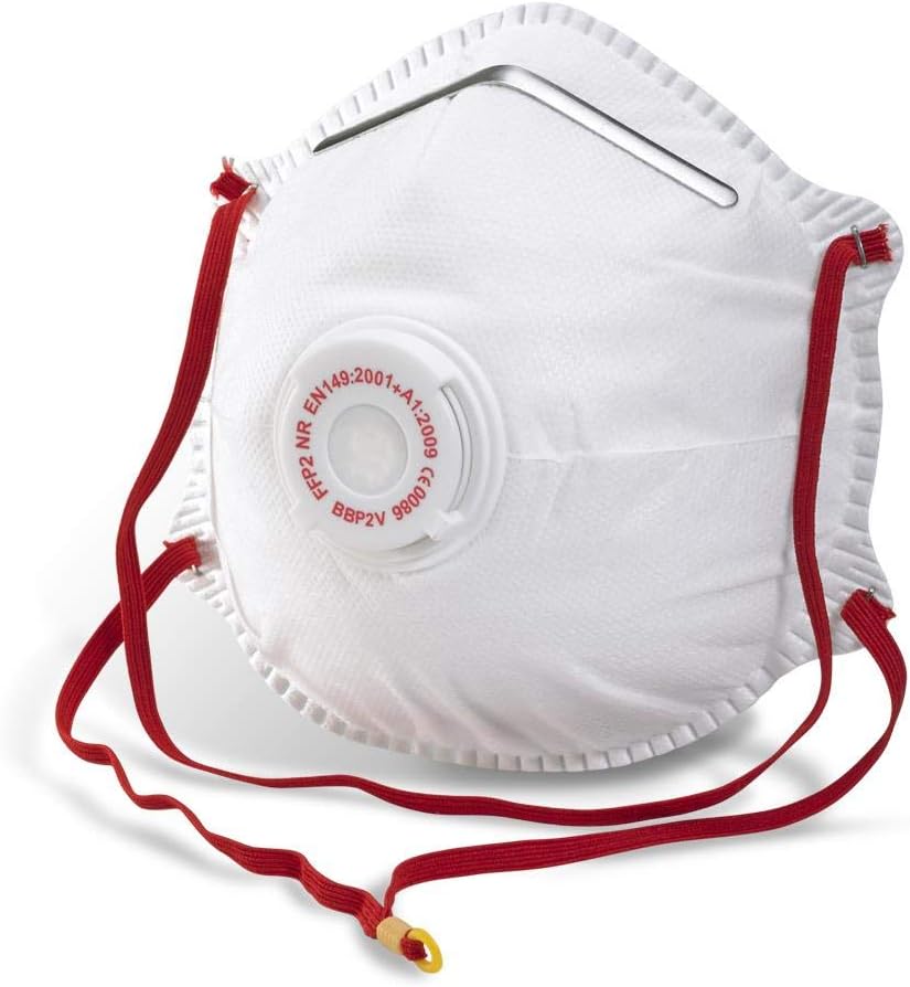 10PC FFP2 Valve Hygiene Respirator Moulded Face Mask - Barrier Protection from Airborne Dust & Pollutants.