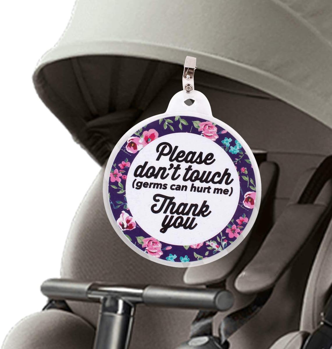 Haokaini - Baby Safety Sign, Baby Car Seat Tag,"Please Don't Touch" for Baby Newborn, Preemie Stroller Tag, Car Seat Sign Shower Gifts (Purple)